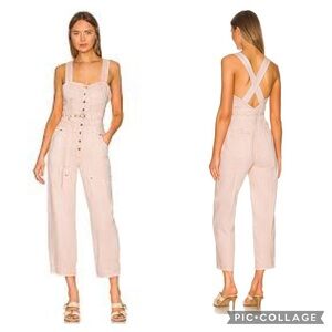 Ulla Johnson Jonah Sweetbriar Belted Cotton Jumpsuit with Button Details Size 4